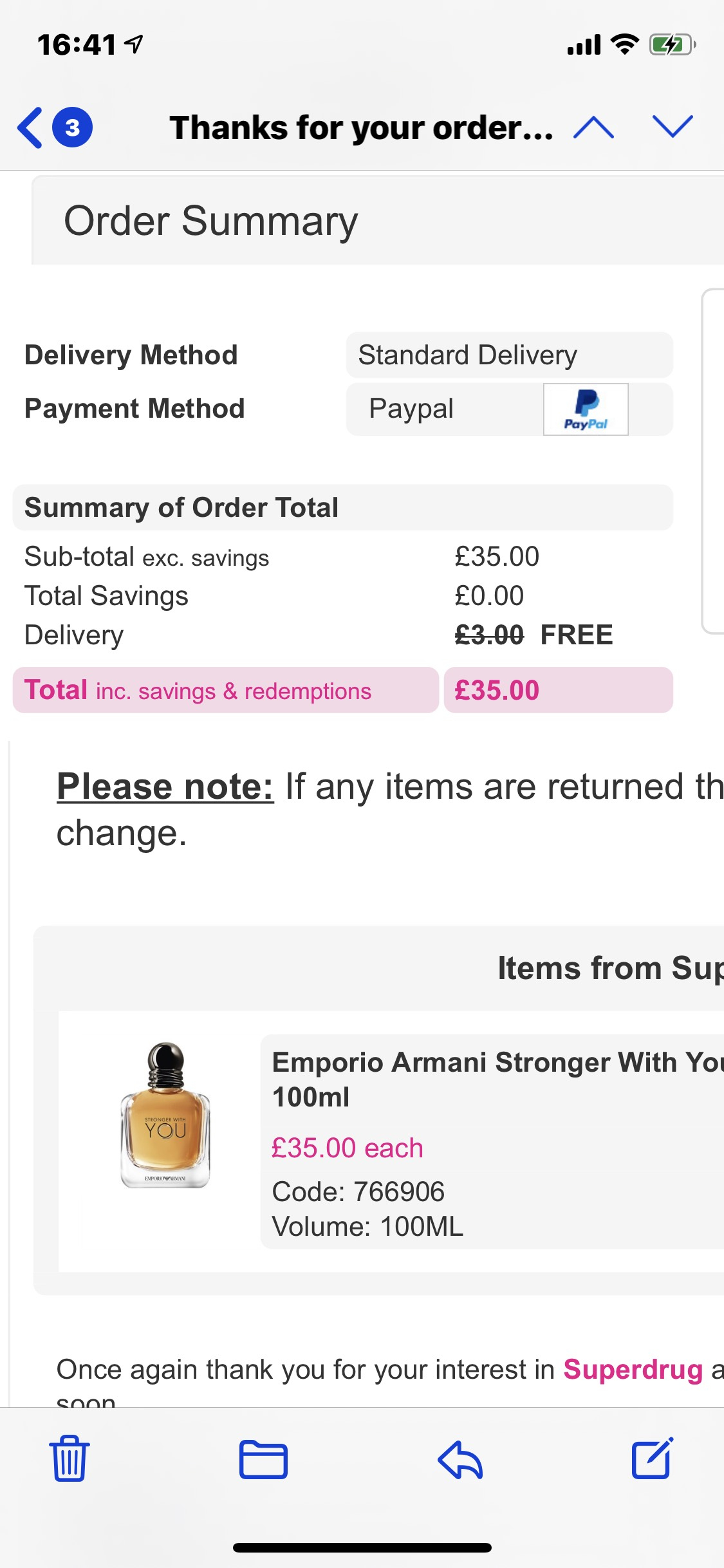armani because it's you superdrug