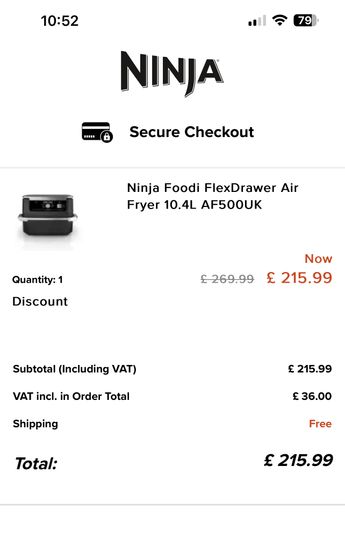 Ninja Foodi FlexDrawer Dual AF500UK Air Fryer, 10.4L, Black
