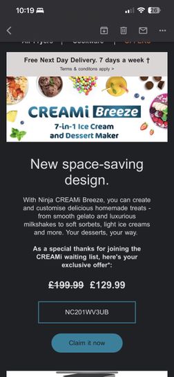 Ninja CREAMi Breeze Ice Cream & Frozen Dessert Maker NC201UK