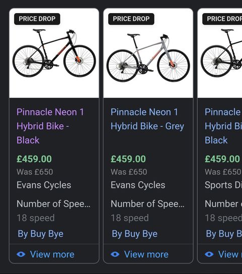 PINNACLE Neon 1 Hybrid Bike (Black 