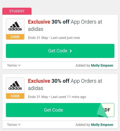 adidas 30 off code