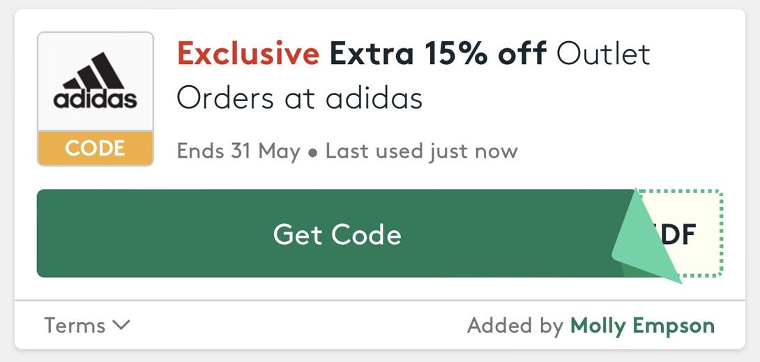 adidas 30 off code