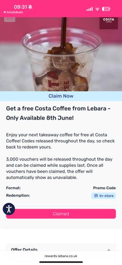 Free Costa Coffee (Via Lebara Rewards) at Lebara – £0.00 Gift? - hotukdeals