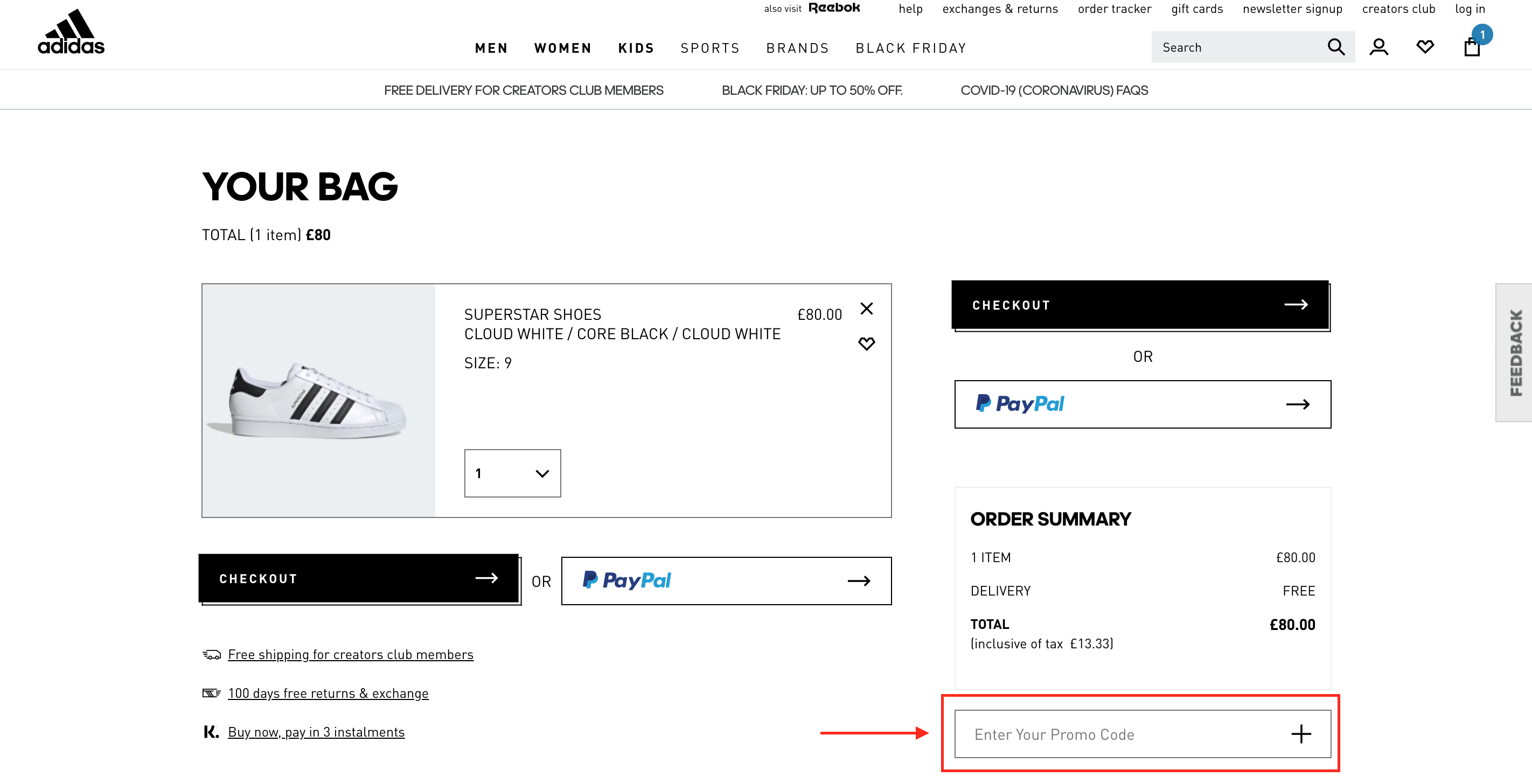 adidas free delivery code 2019