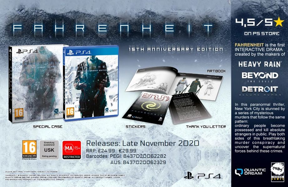PS4 Fahrenheit - Anniversary Edition - £19.95 delivered ...
