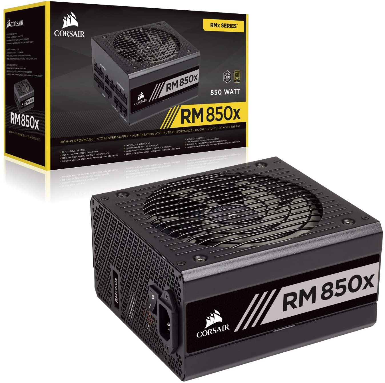 Corsair RM850x 80+ Gold 850W Fully Modular ATX Power Supply Unit (10