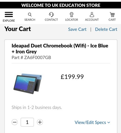 Lenovo Ideapad Duet Chromebook 128GB - £199.99 at Lenovo Education