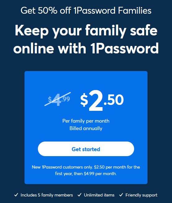 1password family plan discount