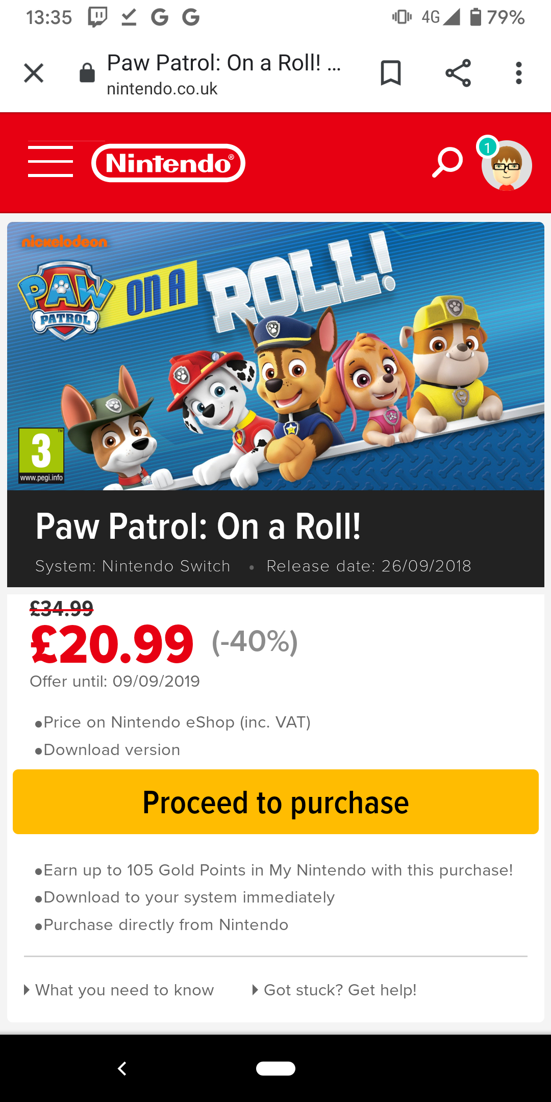 Details About Paw Patrol On A Roll Nintendo Switch New