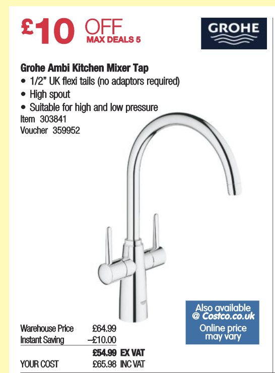 Grohe Ambi Two Handle Kitchen Sink Mixer Tap 65 98 Costco Hotukdeals