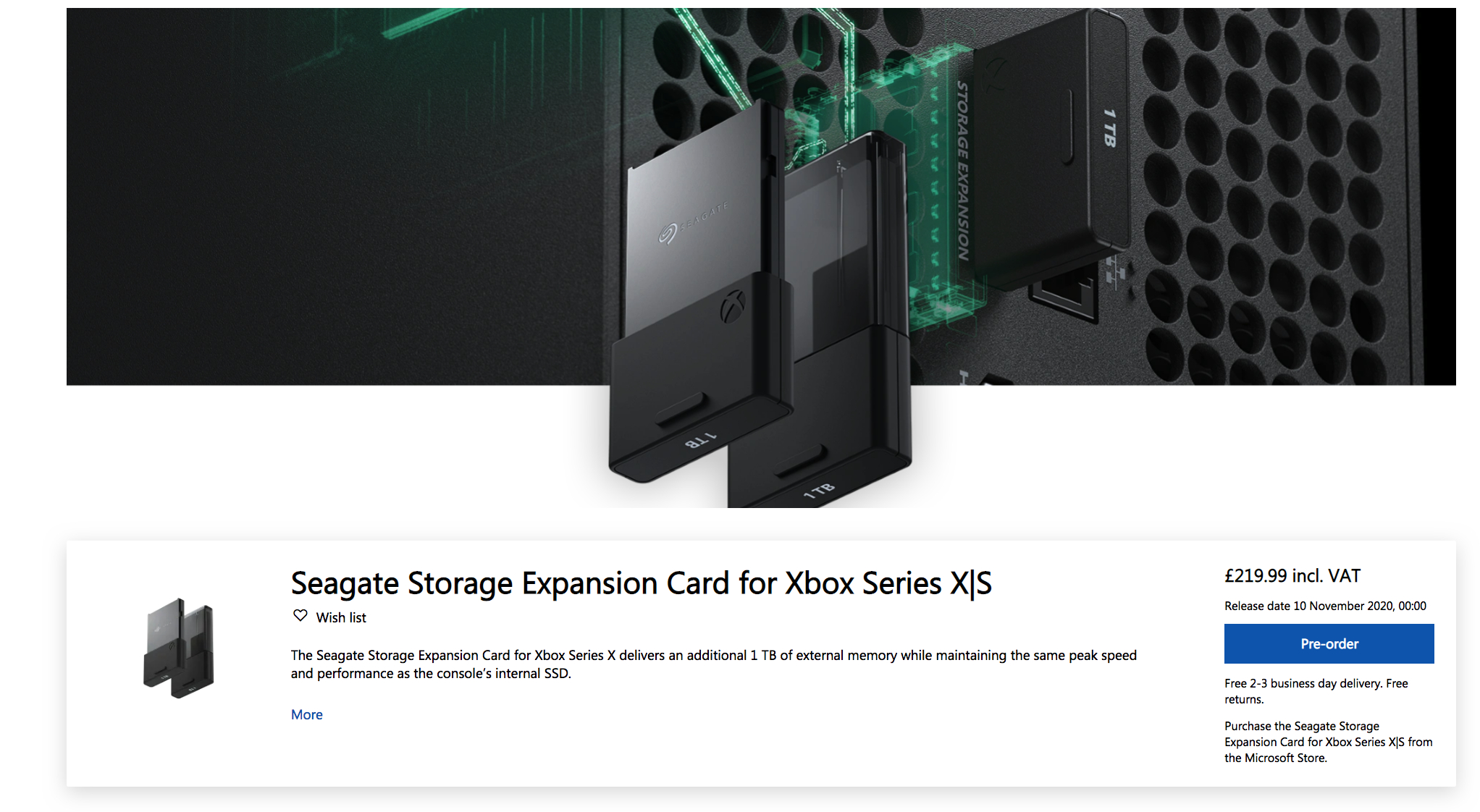 xbox series x memory card price