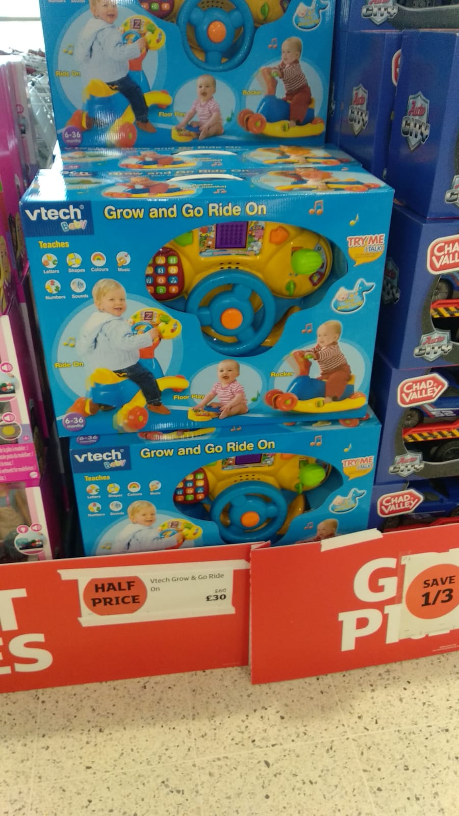 vtech grow and go ride on sainsbury's