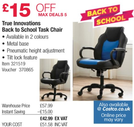 True Innovations Back To School Office, Costco Uk Leather Office Chair