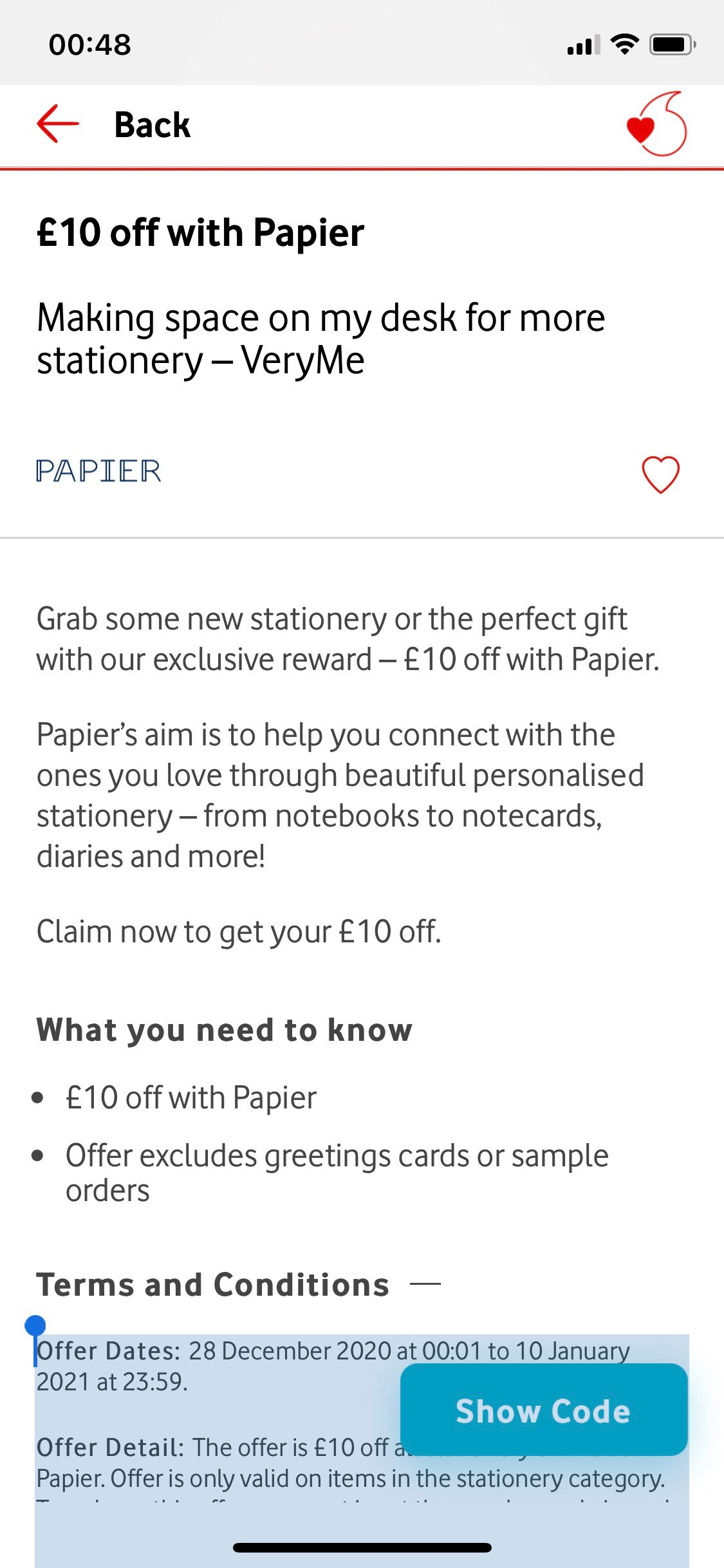 10 Off At Papier With Vodafone Veryme Hotukdeals