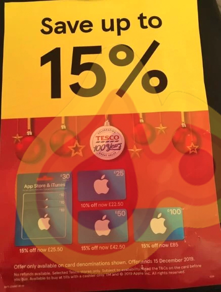 15 Discount On App Store Itunes Gift Cards 30 50 100 Tesco Hotukdeals - roblox card tesco