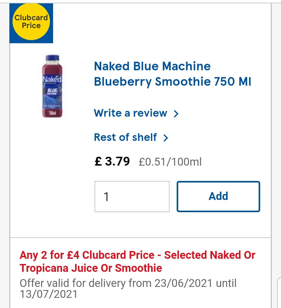 Any 2 for £4 On Selected Naked Or Tropicana Juice Or ...