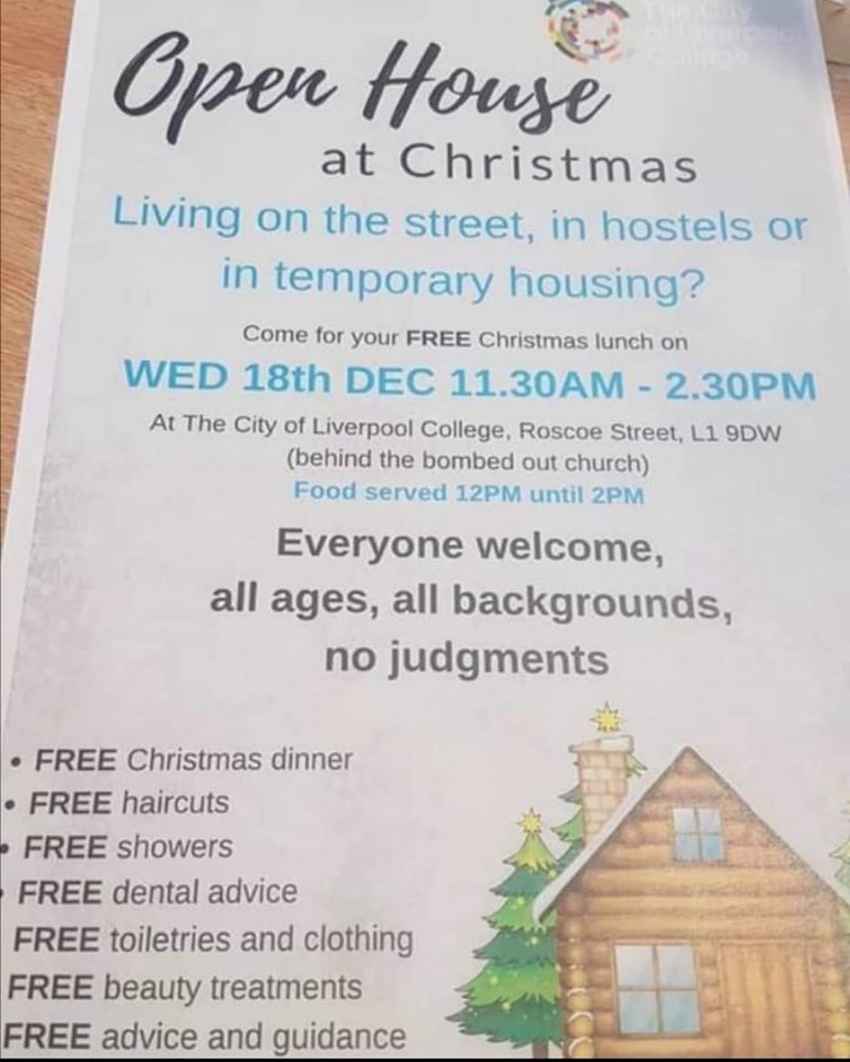 Liverpool College Open House For The Homeless At Christmas