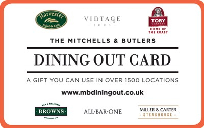 20% off Gift Cards - Mitchell & Butler (Includes Harvester, Toby Carvery, Miller & Carter ...