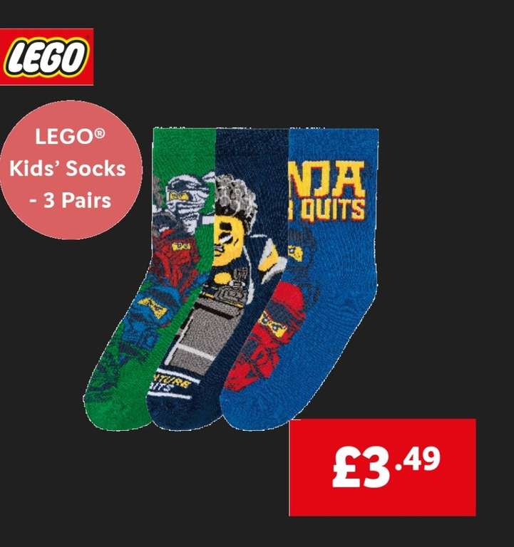 LEGO Kids’ Socks Set of 3 pairs £3.49 instore @ Lidl