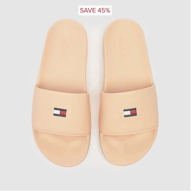 Tommy Jeans printed pool slide in natural for £21.99 + £3 delivery at Schuh