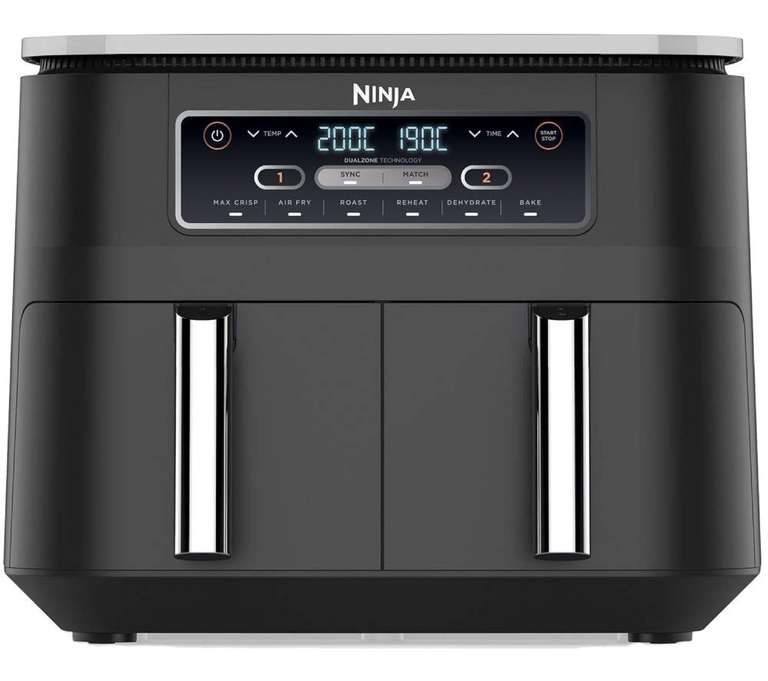 Ninja Foodi Dual Zone Digital Air Fryer, 2 Drawers, 7.6L, 6-in-1, Uses No Oil, Air Fry, Max Crisp, Roast, Bake, Reheat, Dehydrate, AF300UK