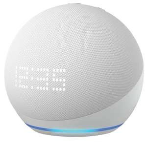 Amazon Echo Dot With Clock (5TH Generation) Smart Assistant Glacier White or Cloud Blue - (£28.79 With New App Sign Up Code) - Free C&C