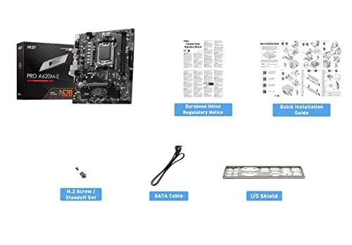 MSI PRO A620M-E ProSeries Motherboard (AMD AM5, DDR5, PCIe 4.0) via Amazon US