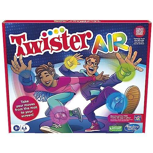 Hasbro Gaming Twister Air Party Game Includes 4 Twister Air Wrist Bands, 4 Twister Air Ankle Bands,
