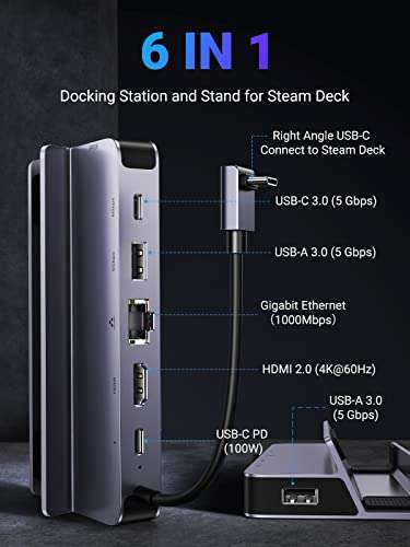 UGREEN Docking Station for Steam Deck, 6-in-1 Steam Deck Dock £32.19 @ Dispatches from Amazon Sold by UGREEN GROUP