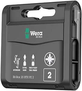 Wera Bit-Box 20 BTH PZ2 BiTorsion Long Life Timber bits for drill/drivers, Pozi 2x25mm, 20pc pack, 05057762001