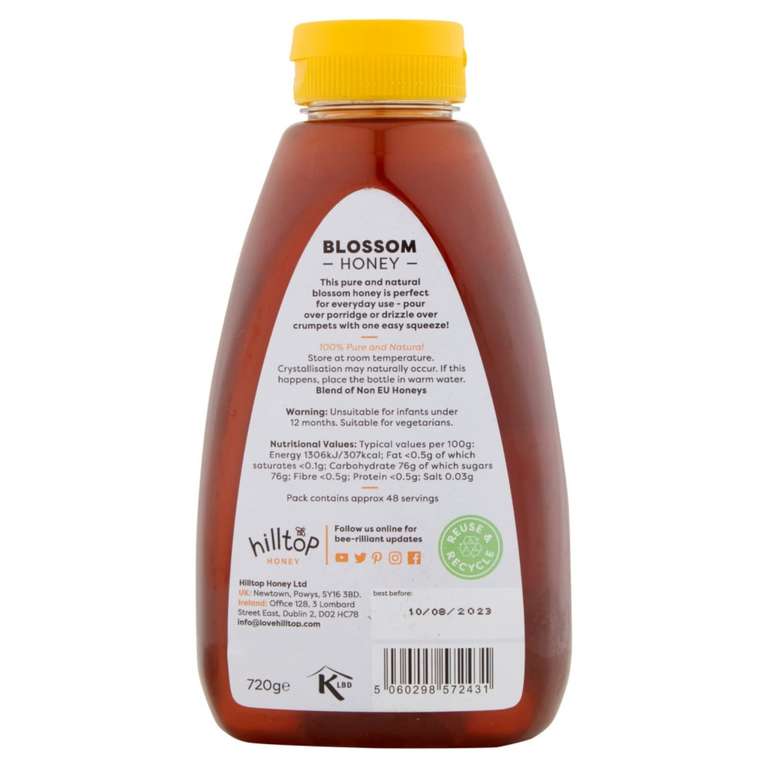 Hilltop Blossom Honey Squeezy Bottle 720g (£2.25/£2.13 Max S&S)