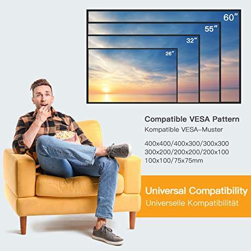 Perlegear TV Wall Bracket for 26-60 inch TVs up to 52kg, Tilt TV Bracket with VESA 75x75-400x400mm - (with voucher) Sold by JICH EU FBA