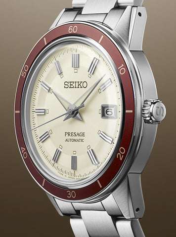 Seiko Presage Watch 60s Style Ruby + Sterling Silver Linked Heart Necklace - £383.33 With Code @ Jura Watches