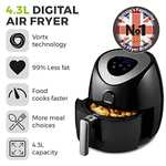 Tower Vortx T17024 Digital Air Fryer Oven with Rapid Air Circulation and 60 Min Timer, 4.3 Litre, Black