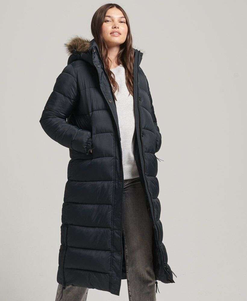 Superdry Womens Faux Fur Hooded Longline Puffer Coat - w/Code, Sold By ...