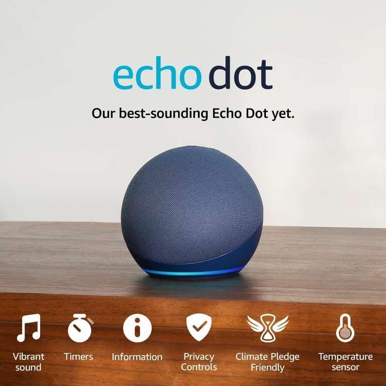 2 X Echo Dot 5th generation| Charcoal / Deep Sea Blue / White £63.98 Using Code at Amazon (Mix & Match colours allowed)