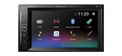 Pioneer DMH-A240DAB Mechafree 6.2” touchscreen multimedia player with Smartphone Mirroring. Bluetooth, DAB/ DAB+ Digital Radio, 13-band GEQ