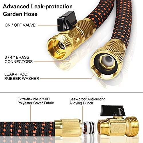 BABADU Garden Hose Pipe Expandable - 50ft with 1/2 and 3/4 Solid Brass Connectors with voucher - BaBaDu FBA
