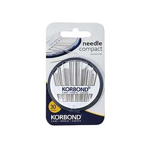 30 Piece NEEDLE COMPACT by Korbond – hand sewing, Betweens Tapestry & Darning Needles,White|blue|grey £1.12 @ Amazon