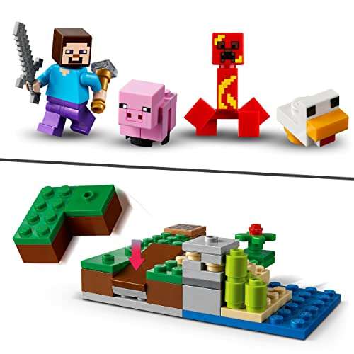 LEGO 21177 Minecraft The Creeper Ambush Building Toy with Steve, Baby Pig & Chicken Figures - £6.75 @ Amazon
