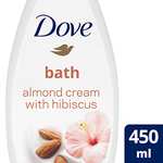 Dove Purely Pampering Almond Cream and Hibiscus Bath Soak with ¼ moisturising cream for an indulgent bubble bath 450ml (Or S&S £2.37)