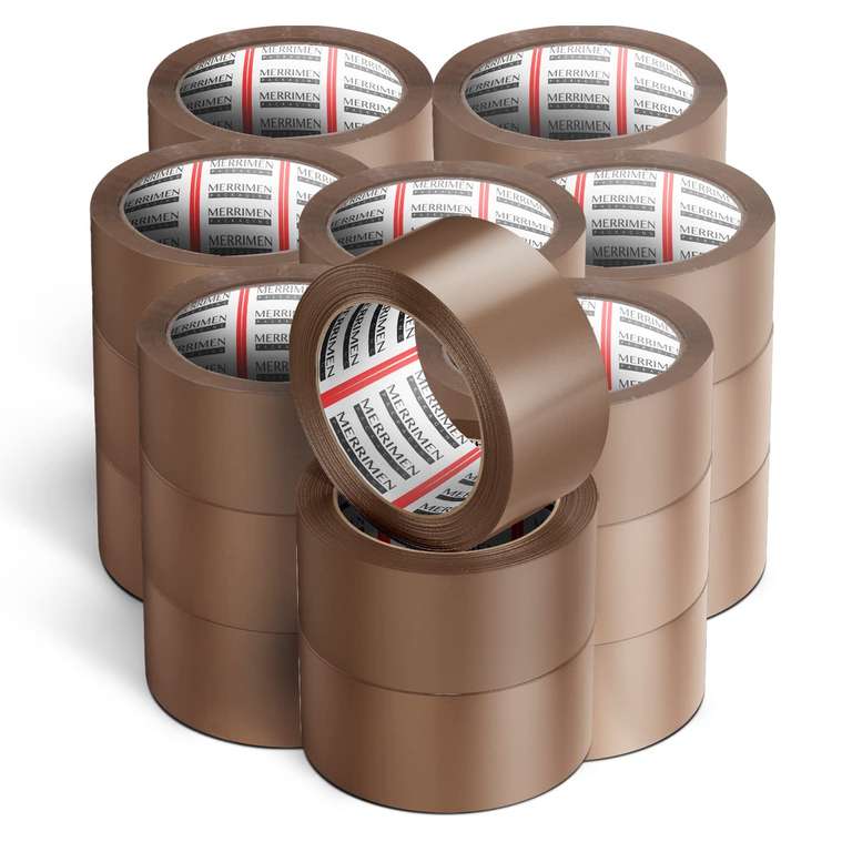 24 Rolls Of Merrimen Strong Heavy Duty Roll Pack Brown Packaging Tape - £16.99 sold by Fidum Group @ Amazon