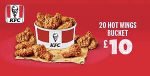 20 KFC Hot Wings for £10 + Minimum Delivery Fee (From £2.49) @ Just Eat