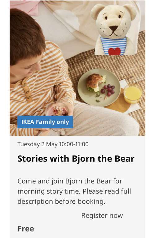 Let's get Crafty (children's activity) May 1st / Stories with Bjorn the Bear + More @ IKEA Leeds