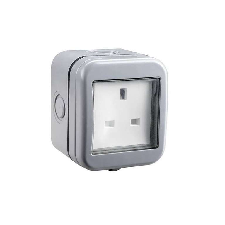 BG 13 Amp 1 Gang Unswitched Weatherproof Socket IP55 Rated Grey - free c+c
