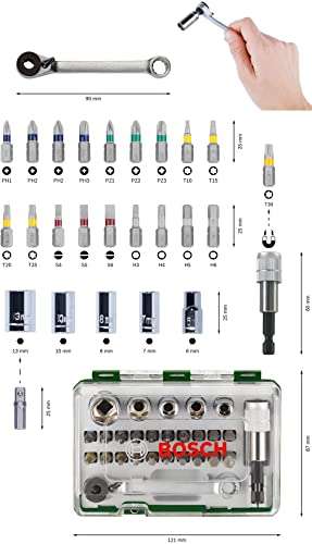 Bosch 27pc.Screwdriver Bit and Ratchet Set (PH-, PZ-, Hex-, T-, S-Bit, Accessories Drill and Screwdriver) - £15.49 @ Amazon