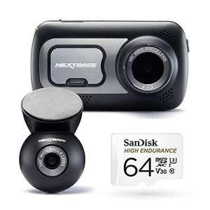 Nextbase 522GW Dash Cam Front and Rear Camera with Class 10 U3 64gb SD Card - Sold by iZilla
