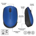 Logitech M171 Wireless Mouse for PC, Mac, Laptop, 2.4 GHz with USB Mini Receiver, Optical Tracking, 12-Months Battery Life, - Blue