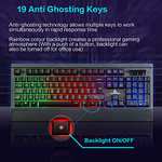 LYCANDER Gaming Keyboard UK, Wired USB Keyboard - 19 anti-ghosting keys, 1.8m cable, rainbow backlight £5.92 @ Amazon