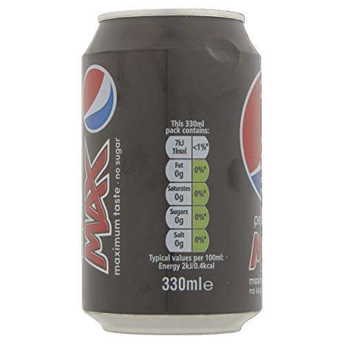 Pepsi Max No Sugar Cans, 330 ml (Pack of 24) - 3 for £20 @ Amazon